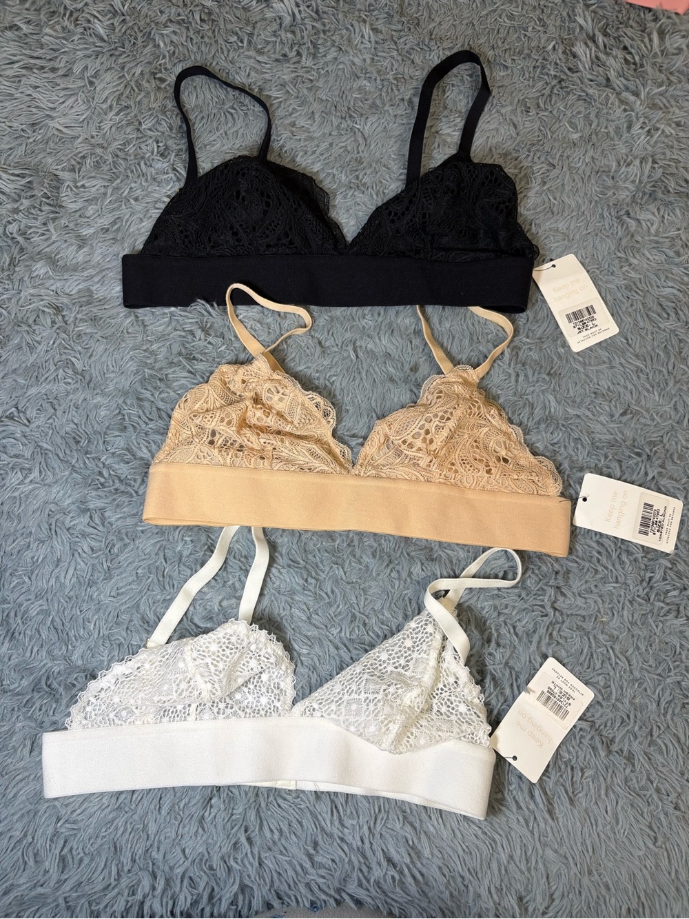 NWT Lot of Lively Lace Bralette - Black, Nude, White